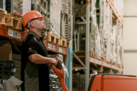 man in a warehouse