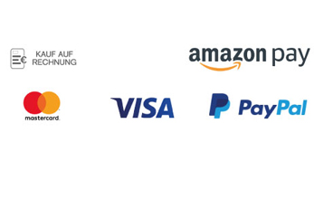 Logos from amazon pay, mastercard, visa, paypal and purchase on account